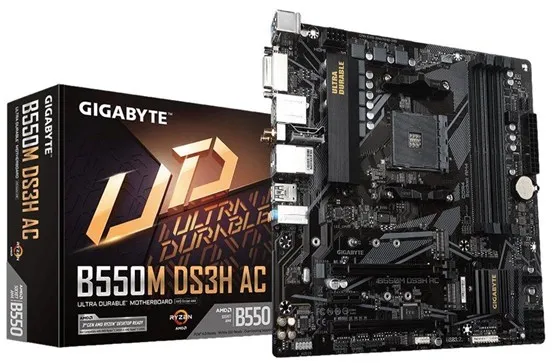 GIGABYTE B550M DS3H AC Hovedkort - AMD B550 - AMD AM4-sokkel - DDR4 RAM - Micro-ATX