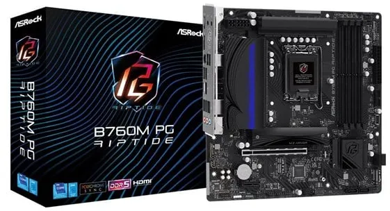 ASRock B760M PG Riptide Hovedkort - Intel B760 - Intel LGA1700-sokkel - DDR5 RAM - Micro-ATX