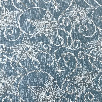 Denim Stoff 145cm 50 Blomst - 50cm