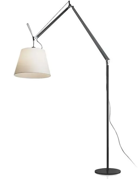 Artemide Tolomeo Mega Gulvlampe Sort Krop 32 cm Pergament Skjerm med Lysdemper