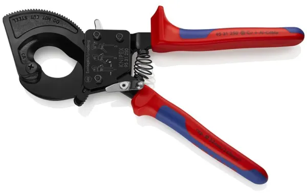 Knipex Kabelkutter (skralleprinsipp) svart lakkert, med flerkomponentshåndtak 250 mm