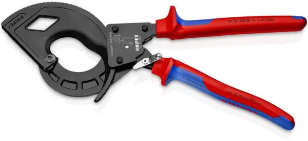Knipex Kabelkutter (skralleprinsipp, 3-trinns) svart fosfatert, med flerkomponentshåndtak 320 mm