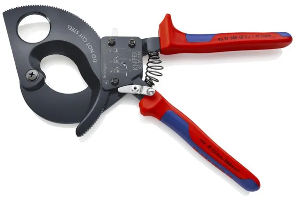 Knipex Kabelkutter (skralleprinsipp) svart lakkert, med flerkomponentshåndtak 280 mm