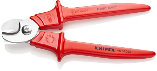 Knipex Kabelkutter, håndtak sprøytebelagt med plast, isolert, VDE-godkjent 230 mm