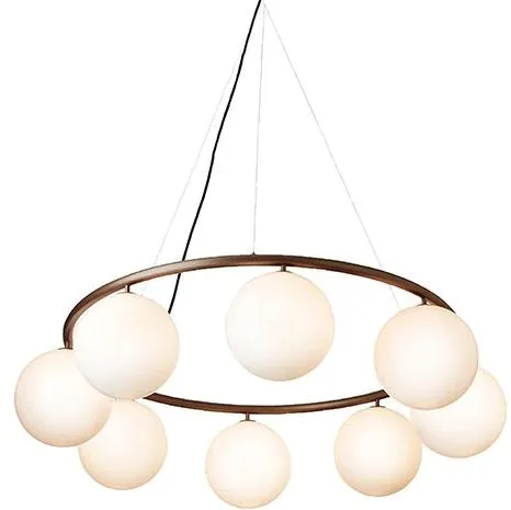 Nuura Miira 8 Circular Lysekrone Mørk Bronze/ Opal Hvit