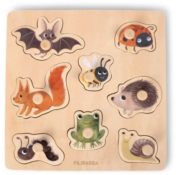 Silhuettpuslespill i tre - Skogens dyr