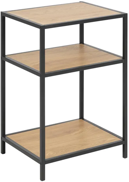 ACT NORDIC Seaford nattbord - natur/svart papir vill eik/metall, med 2 hyller