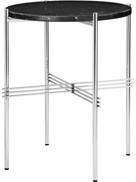 GUBI TS Sidebord Round Ø40 Polert Stål/Black Marquina Marmor