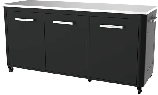 cozze ®utebord med 3-dører og 6 hjul rustfritt stål/svart/grå